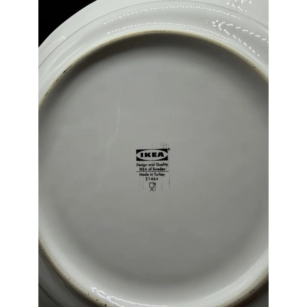 IKEA Arv White Pasta Bowls Set of 6 Scalloped Rim Deep Plates 9.25 Inch 21464